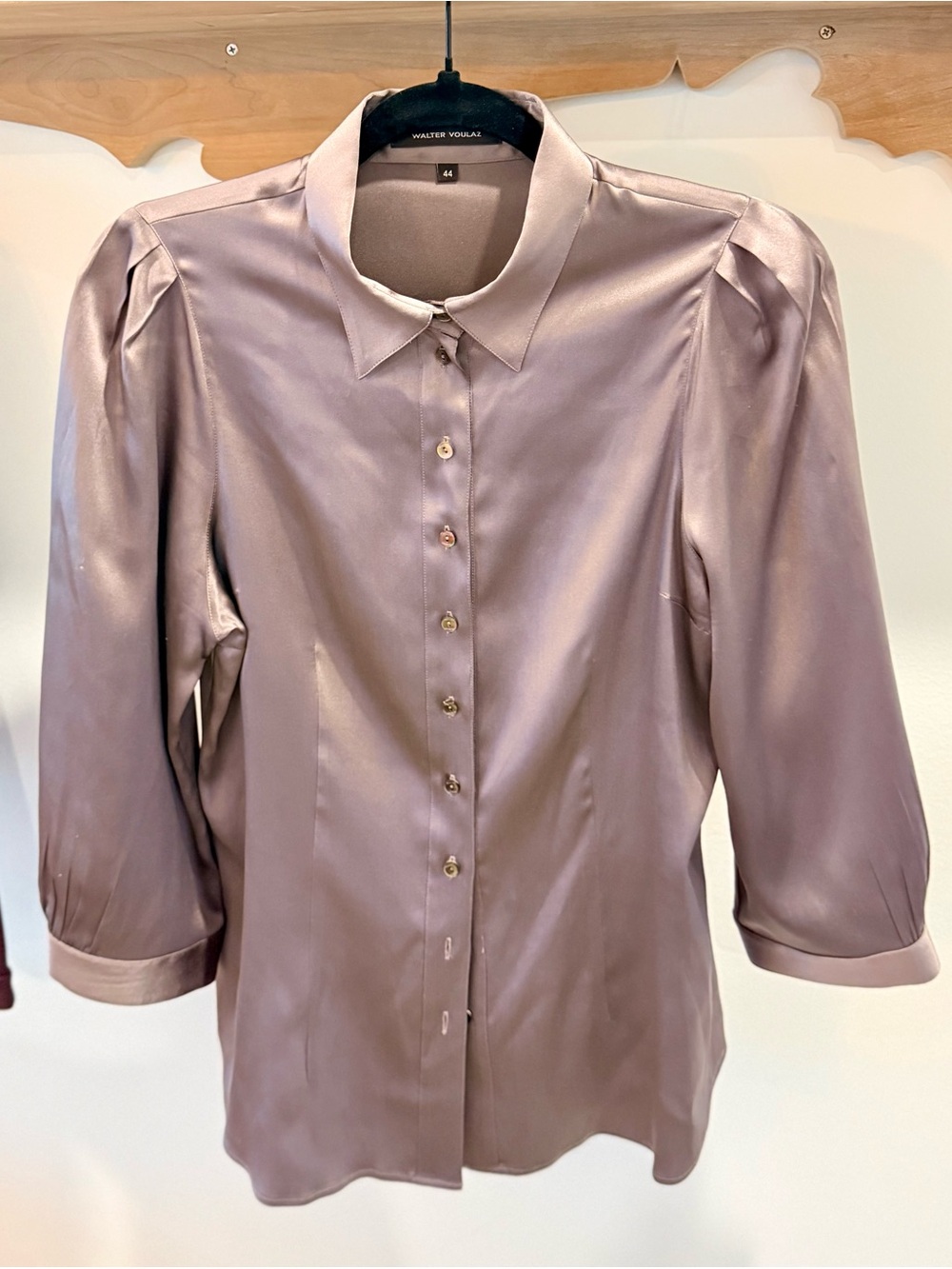 Walter Voulaz Italy Stretch Silk Blouse Mauve Size 44/M